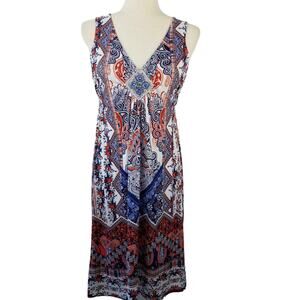 Live & Let Live Red White Blue Embellished Gem Tunic Dress Very Good Size Small
